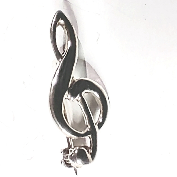 NEW .925 Sterling Silver Treble Clef Pendant Brooch Jewelry! Approx. 1". Unisex - Picture 3 of 8